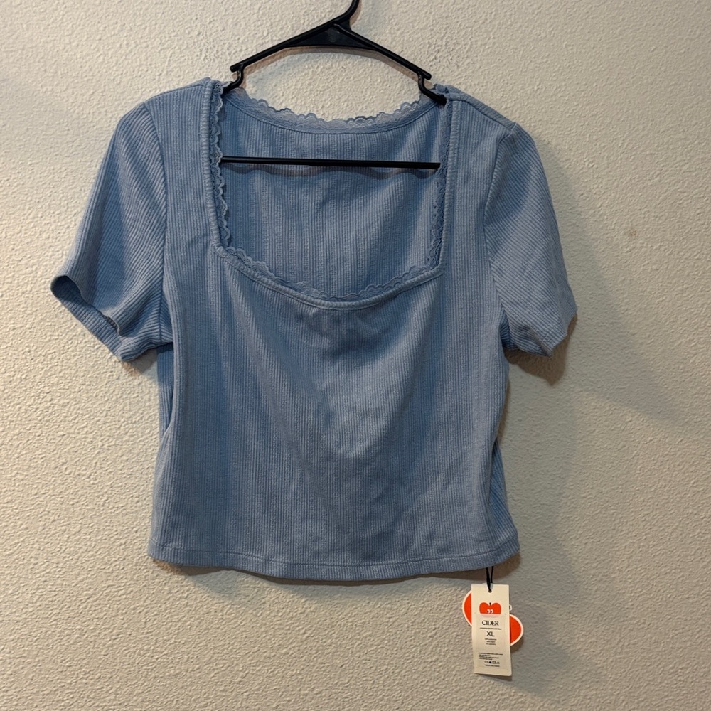 NWT Cider Light Blue Ribbed Crop Top